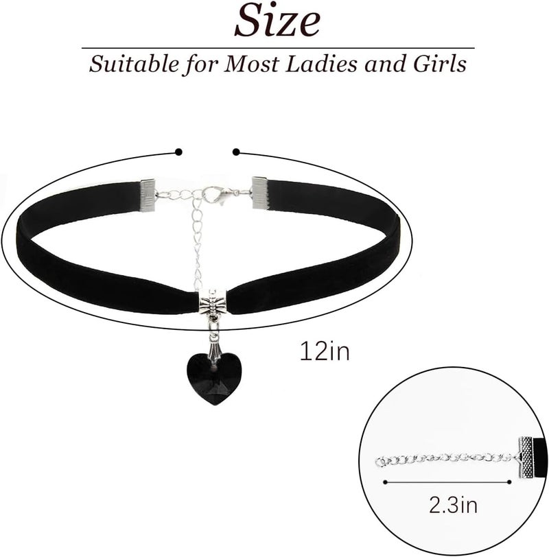 ISCASSE Black Choker Necklaces for Woman Love Heart Choker Necklace Adjustable Velvet Choker Soft Collar Chain Red Heart Necklace Halloween Cosplay Party - Image 3